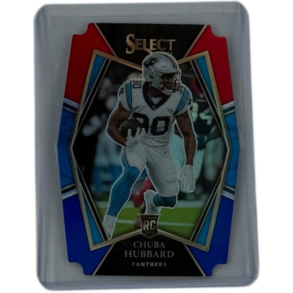 2021 Select Chuba Hubbard RC Red and Blue Prizm Die Cut Premier #176